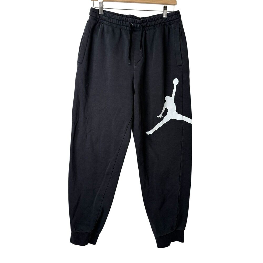 Nike Air Jordan Sweatpants Mens M Black Jumpman Fleece Jogger Pants Gym Athletic